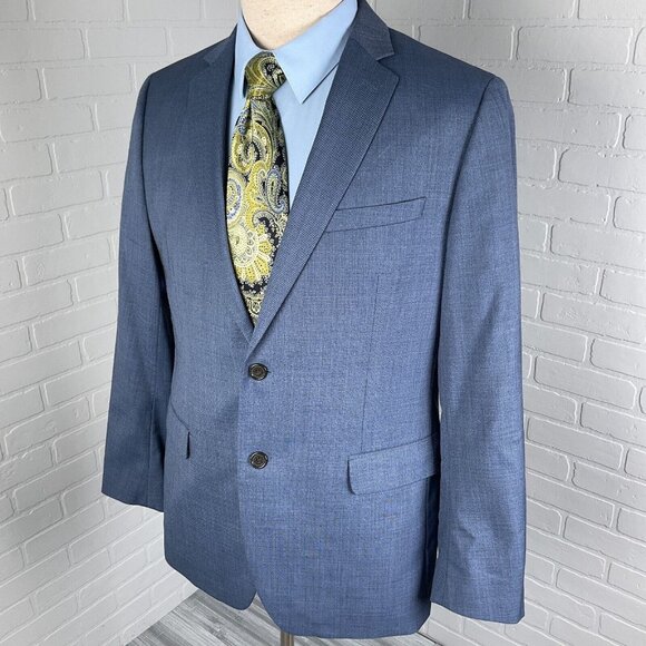 Marzotto Banana Republic Blazer Men 42R Blue Modern Slim Super 100s Wool Jacket - Picture 2 of 15